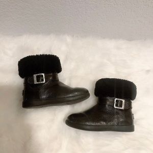 UGG Austrailia Kids Black Leather Boots